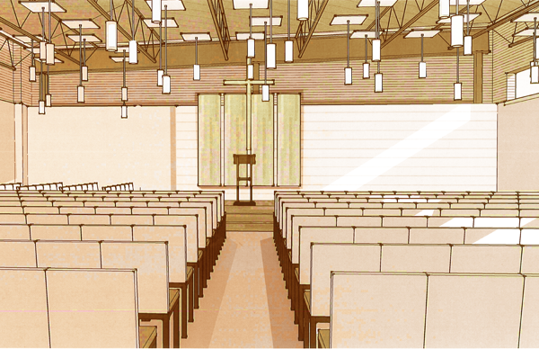 Rendering for worship space.